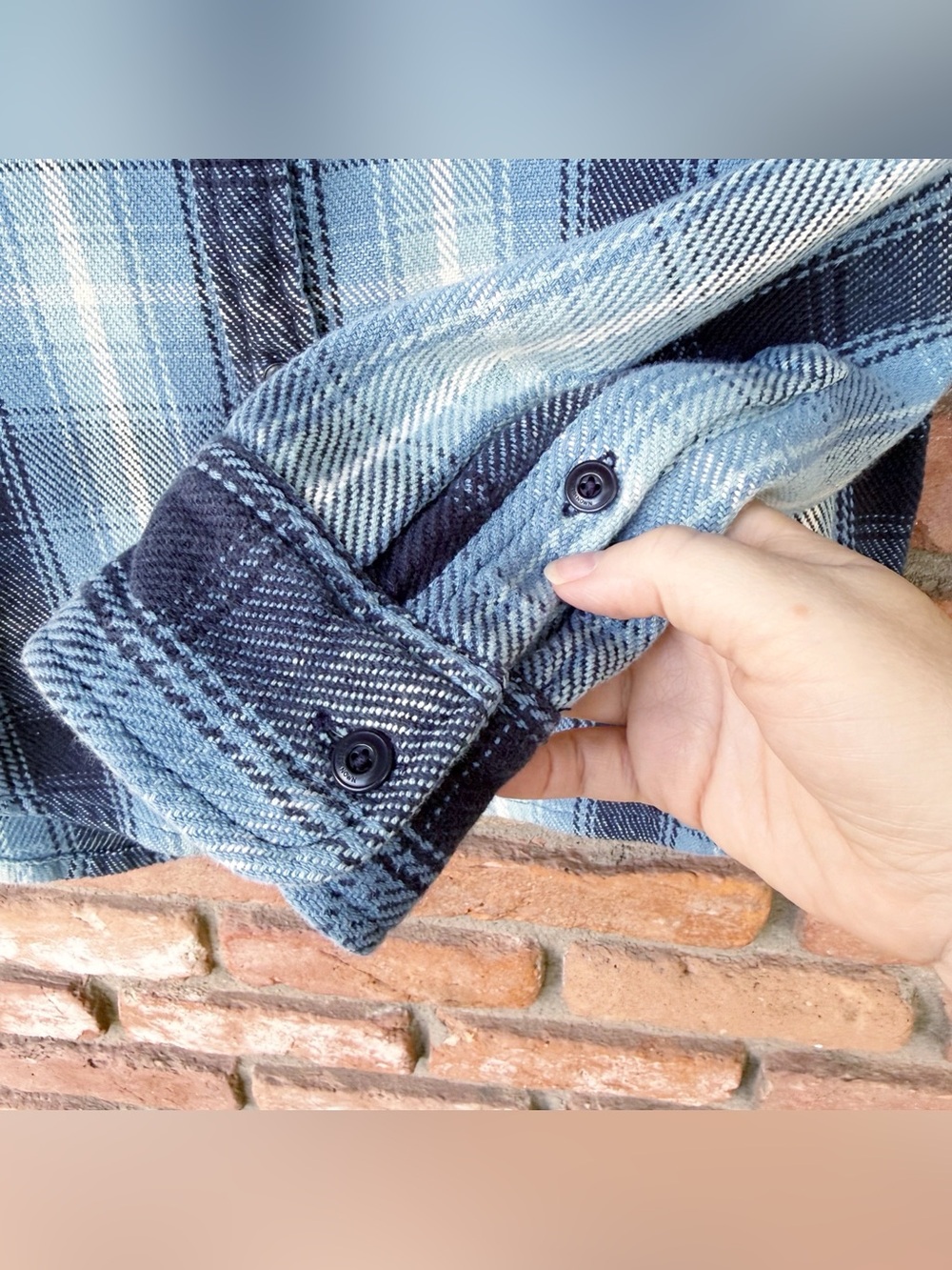 OUTERKNOWN Blanket Shirt in Blue Tonal Puget Plaid Colorway Size Medium - Picture 6 of 9